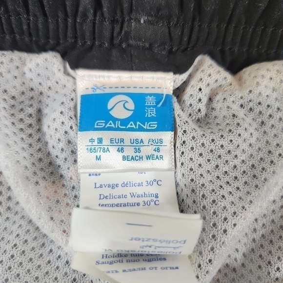 GAILANG Surf Club Mens 35 Black Lined Polyester Shorts Swim Trunks Drawstring - Picture 7 of 10